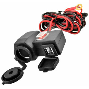 Priza de bricheta suplimentara, waterproof, 12V, 10A, cu 2 porturi incarcare USB, 5V, 2,1A, cu destinatie Moto, ATV, SSV, Quad, Off-Road - Img 2