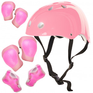 Set Protectie pentru copii, 7 piese, model SKATEBOARD, culoarea Roz - Img 1