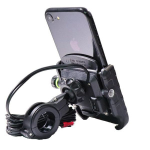 Suport telefon moto, negru, prindere pe ghidon, cu incarcator USB - Img 5