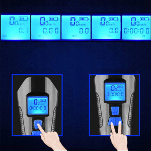 Vitezometru Digital cu lampa Fata + Spate + Claxon cu 6 sunete, waterproof, pentru bicicleta, model AVX-WT-CBL-1X - Img 5