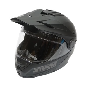Casca motocross integrala, negru mat cu viziera transparenta si ochelari de soare marimea XL, model LION