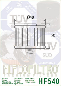 Filtru ulei moto HIFLO pentru motociclete, HF540 - Bajaj 100 Boxer,135 Pulsar - Yamaha YS125 18,FZ16 08- - Img 2