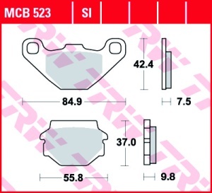 Set placute frana moto KAWASAKI KMX125 KMX200 SUZUKI TU125XT - Img 3