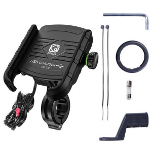 Suport telefon moto, negru, prindere pe ghidon, cu incarcator USB - Img 6