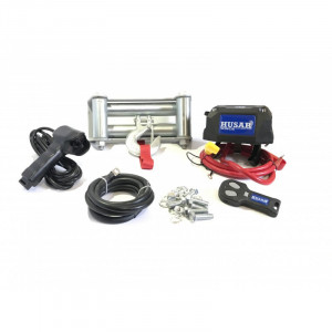 Troliu auto Husar Winch 12000Lbs 5443KG cablu de otel telecomanda cu fir si wireless - Img 4
