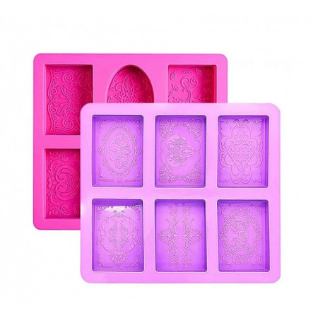 Set 2 forme de sapun Bestzy, silicon, roz/mov