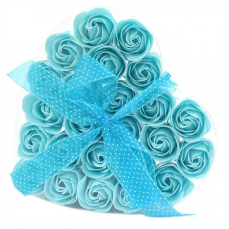 Set cadou 24 flori de sapun - trandafiri bleu