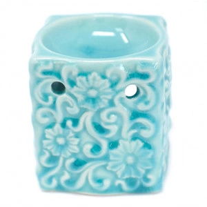 Candela aromaterapie mica patrata-flori albastru