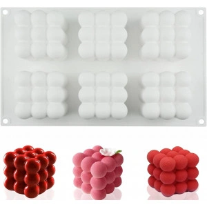 Forma de silicon Cuburi mari cu bule 6 cavitati - Img 1