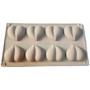 Forma de silicon Inima cu varf curbat 8 cavitati