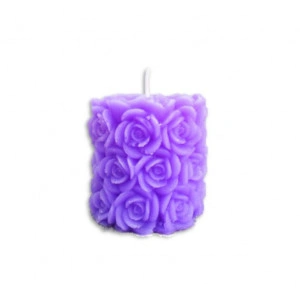 Lumanare Cilindru cu Trandafiri Mic - parfum lavanda