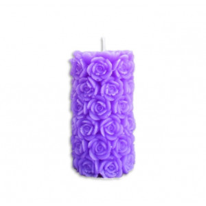Lumanare Cilindru cu Trandafiri Mare - parfum lavanda