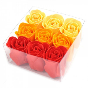 Set cadou 9 flori de sapun - Peach roses