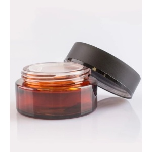 Borcan sticlă Laurence Amber cu capac și disc, 100 ml