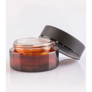 Borcan sticlă Laurence Amber cu capac și disc, 100 ml