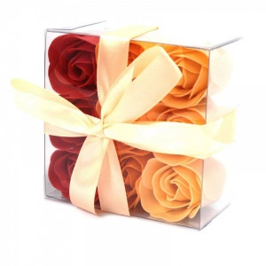 Set cadou 9 flori de sapun - Peach roses
