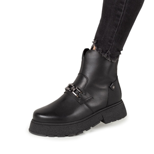 Ghete Piele Naturala Dama 311-11 Negru Cu Lant