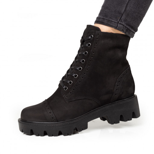 Ghete Piele Intoarsa Naturala Dama 1454 Negru