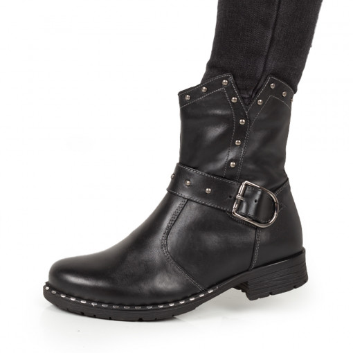 Ghete Piele Naturala Dama 1574 Negru