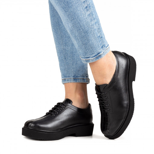 Pantofi casual dama piele naturala 1228 negru-croco