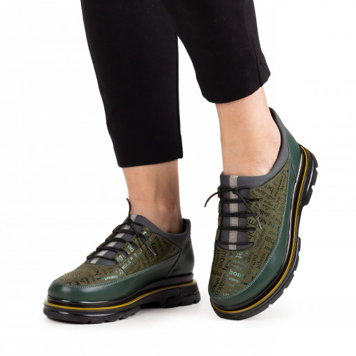 Pantofi sport dama piele naturala 1214 verde