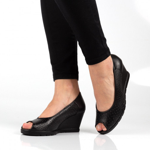 Sandale dama piele naturala 556 negru (talpa neagra)