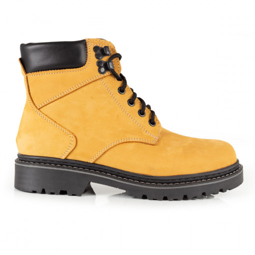 Ghete Piele Naturala Barbati L803 Galben