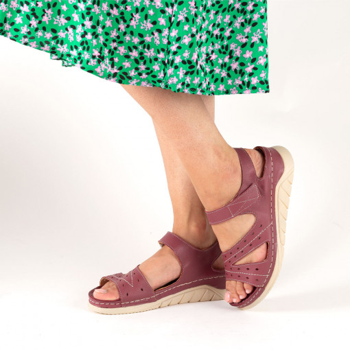 Sandale dama piele naturala 1748 visiniu