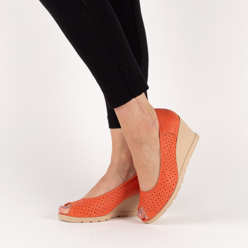 Sandale dama piele naturala 556 portocaliu