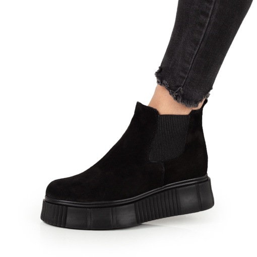 Ghete Piele Naturala Dama 306 Negru Velur