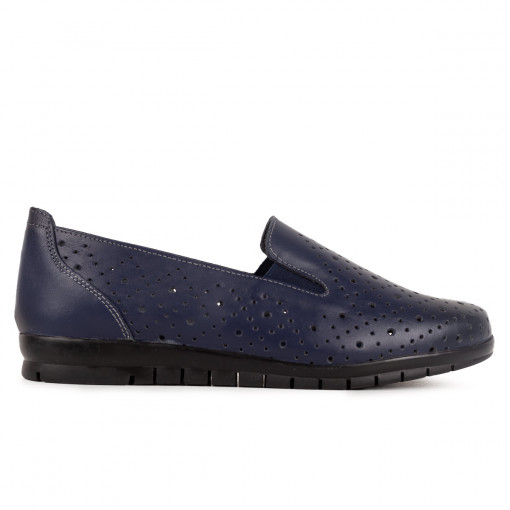 Pantofi casual perforati dama piele naturala 1159-40 albastru