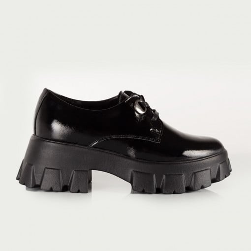 Pantofi Dama Casual Piele Naturala A101 negru-lac