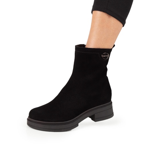 Ghete Piele Naturala Dama 315 Negru Velur