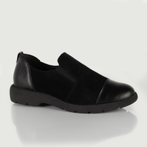 Pantofi casual dama 1249 negru-velur piele naturala