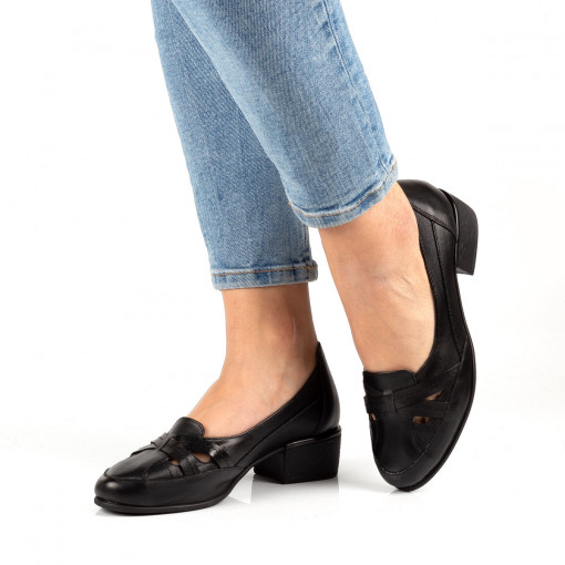 Pantofi casual dama piele naturala 1218-49 negru