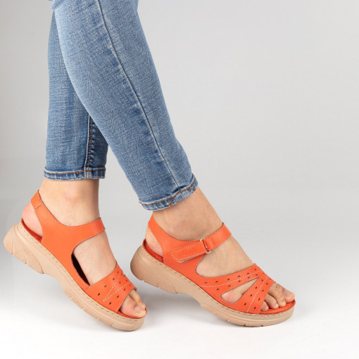 Sandale dama piele naturala 1737 portocaliu