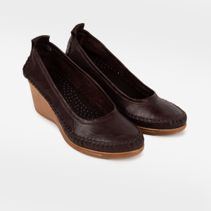 Pantofi casual dama piele naturala 1207 maro inchis - Img 2