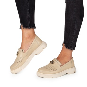 Pantofi Dama Casual Piele Naturala 1263-24 Bej - Img 2