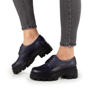 Pantofi Dama Casual Piele Naturala 1279 Albastru - Img 2