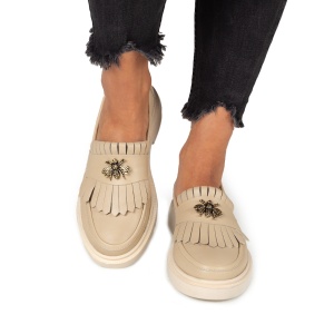 Pantofi Dama Casual Piele Naturala 1263-24 Bej - Img 3