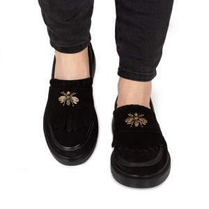 Pantofi Dama Casual Piele Naturala 1263-24 Negru Velur - Img 3