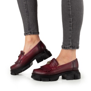 Pantofi Dama Casual Piele Naturala 1263 Visiniu - Img 2