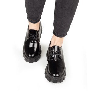 Pantofi Dama Casual Piele Naturala A101-2 Negru Lac - Img 2