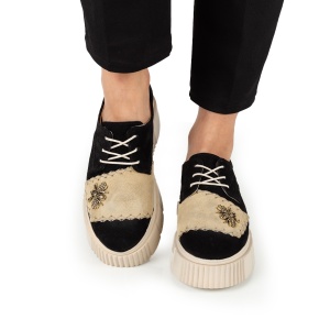 Pantofi Dama Casual Piele Naturala 1242-45 Negru-Bej - Img 5