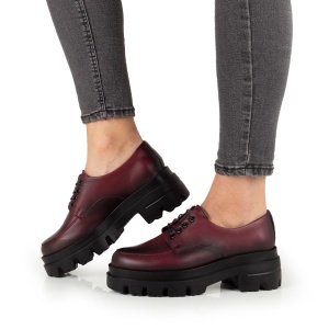 Pantofi Dama Casual Piele Naturala 1279 Visiniu - Img 2