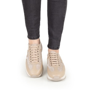 Pantofi Dama Casual Piele Naturala 1296-05 Bej Velur - Img 3
