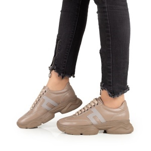 Pantofi Dama Casual Piele Naturala 1296 Cappuccino - Img 3