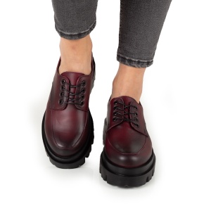 Pantofi Dama Casual Piele Naturala 1279 Visiniu - Img 3