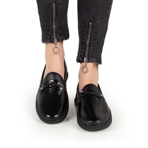 Pantofi Dama Casual Piele Naturala 1291 Negru Croco - Img 2
