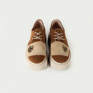 Pantofi Dama Casual Piele Naturala 1242-45 Maro Bej - Img 3